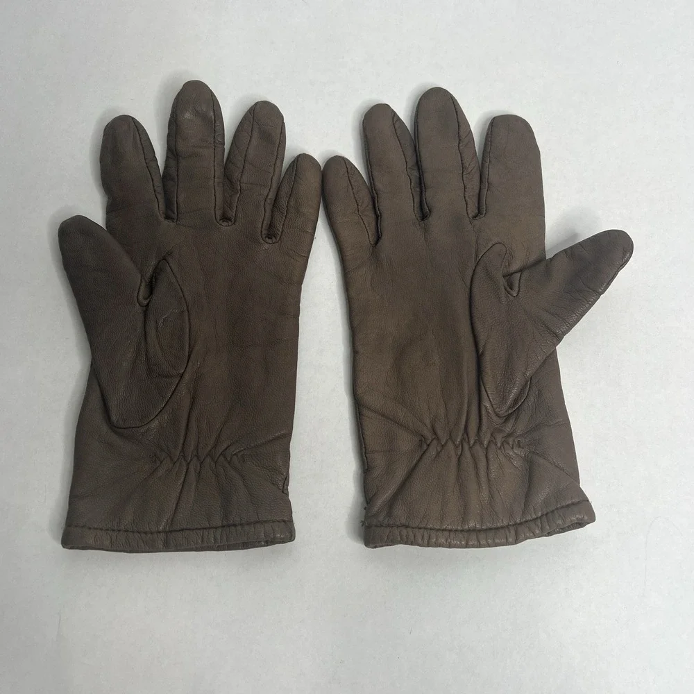 Vintage Fownes Genuine Leather Acrylic Lined Gloves Womens Sz 7 1/2 Tan